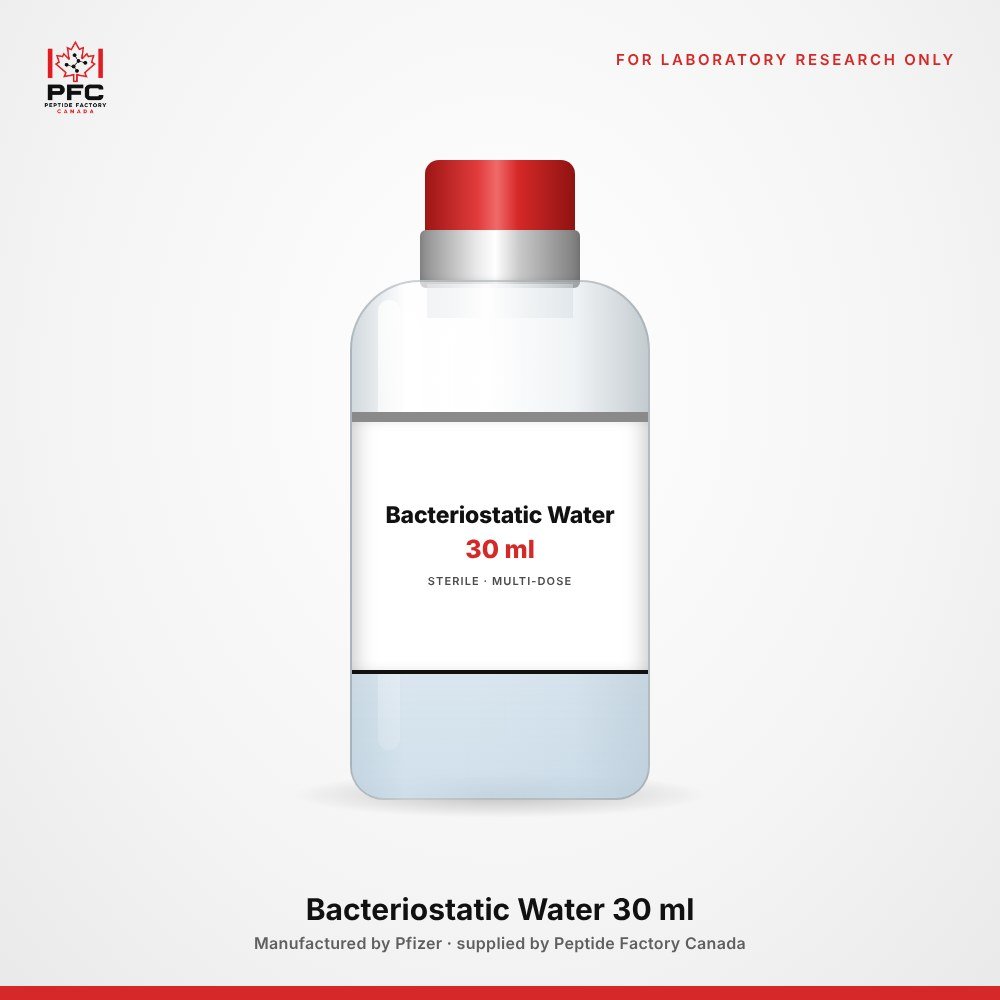 Bacteriostatic Water — 30 ml (Pfizer) research vial, Peptide Factory Canada