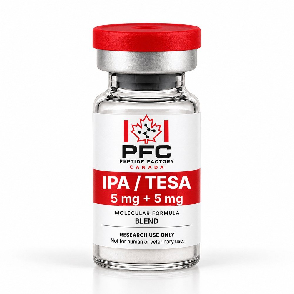Ipamorelin 5 mg + Tesamorelin 5 mg research vial – PFC Peptide Factory Canada